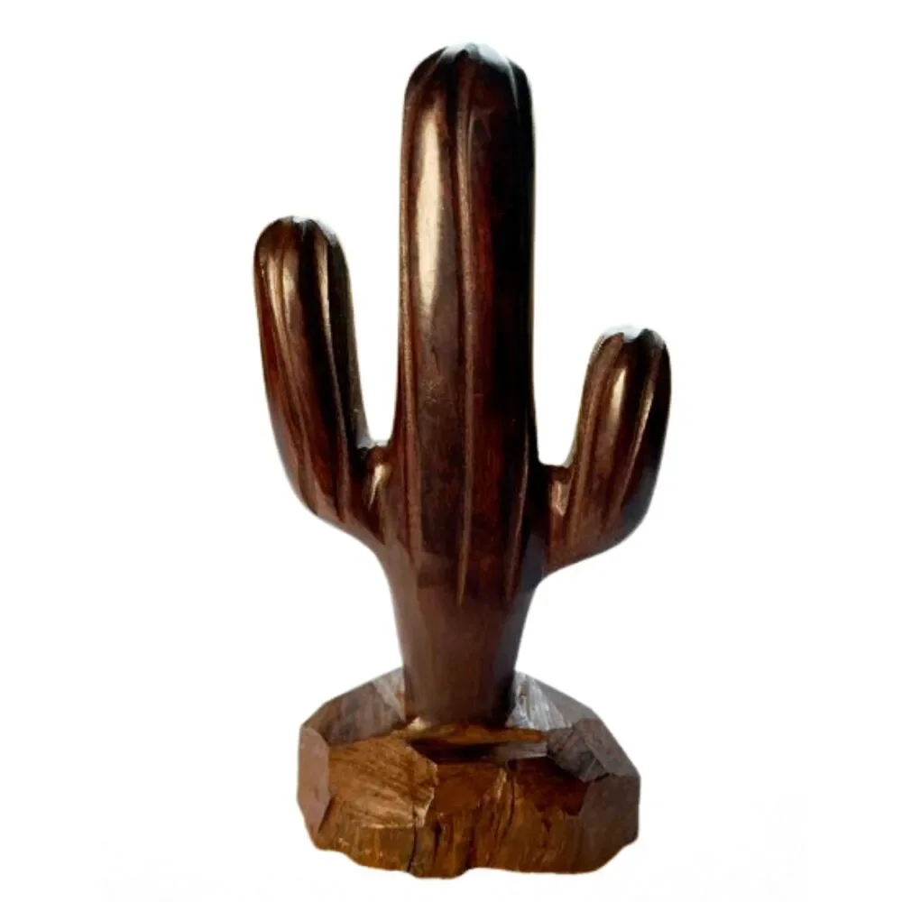 Vintage Hand-Carved Ironwood Saguaro Cactus Sculpture